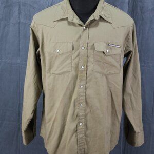 Vintage Western Shirt - Roughrider Work Pro Tan Shirt - Men's Large